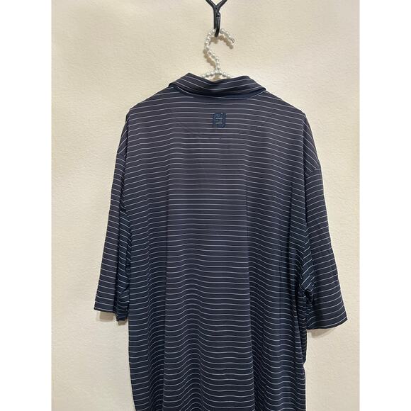 FootJoy Mens Size XXL Golf Dri-Fit Polo Gray Striped Short Sleeve Shirt Outdoors - Picture 8 of 9